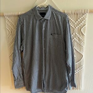 Tommy Bahama Navy and White Checkered Shirt